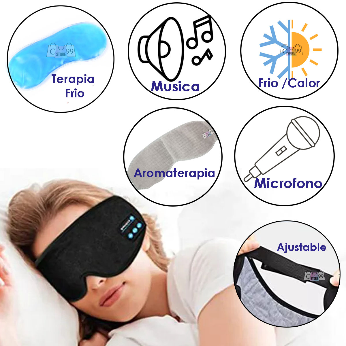 Miniatura 6 de Tapa Ojos Con Aromaterapia y  Bluetooth